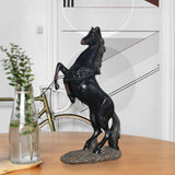 Maxbell Standing Horse Resin Statue Rearing Horse Art Figurine Sculpture Black