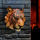 Maxbell Tiger Heads Wall Wall Decor Sculpture Decoration Living Room Resin Statues