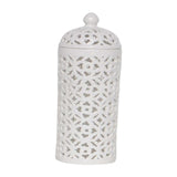 Maxbell Countertop Porcelain Hollow Ginger Jar with Lid Temple Jar, Office Ornaments