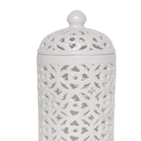 Maxbell Countertop Porcelain Hollow Ginger Jar with Lid Temple Jar, Office Ornaments