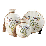 Maxbell 3Pcs Decorative Ceramic Vases Bird Decor Ornaments for Entrance Living Room