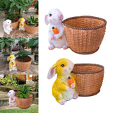 Maxbell Bunny Rabbit Statue Flower Pot Spring Figurine Decor garden White
