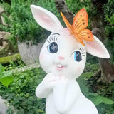 Maxbell Garden Statue with Butterfly Light Waterproof for Backyard Decorations white