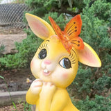 Maxbell Garden Statue with Butterfly Light Waterproof for Backyard Decorations yellow