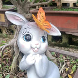 Maxbell Garden Statue with Butterfly Light Waterproof for Backyard Decorations gray