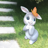 Maxbell Garden Statue with Butterfly Light Waterproof for Backyard Decorations gray