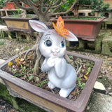 Maxbell Garden Statue with Butterfly Light Waterproof for Backyard Decorations gray