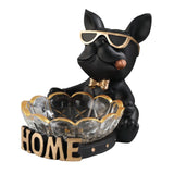 Maxbell Dog Statue Figurine Storage Box Sculpture for Living Room Decor Black