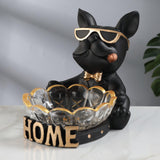 Maxbell Dog Statue Figurine Storage Box Sculpture for Living Room Decor Black