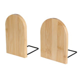 Maxbell Bamboo Book Ends Durable Bookend Desktop Organizer for Home Office Small