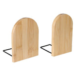 Maxbell Bamboo Book Ends Durable Bookend Desktop Organizer for Home Office Small