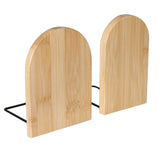 Maxbell Bamboo Book Ends Durable Bookend Desktop Organizer for Home Office Large