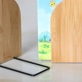 Maxbell Bamboo Book Ends Durable Bookend Desktop Organizer for Home Office Large