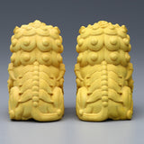 Maxbell Lion Statue Wood Carving Miniatures Figurine for Living Room Desktop Porch StyleA