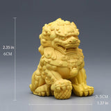 Maxbell Lion Statue Wood Carving Miniatures Figurine for Living Room Desktop Porch StyleA