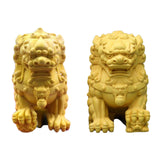 Maxbell Lion Statue Wood Carving Miniatures Figurine for Living Room Desktop Porch StyleA