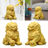 Maxbell Lion Statue Wood Carving Miniatures Figurine for Living Room Desktop Porch StyleA
