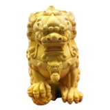 Maxbell Lion Statue Wood Carving Miniatures Figurine for Living Room Desktop Porch StyleA