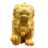 Maxbell Lion Statue Wood Carving Miniatures Figurine for Living Room Desktop Porch StyleA
