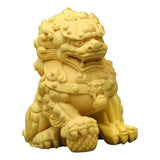 Maxbell Lion Statue Wood Carving Miniatures Figurine for Living Room Desktop Porch StyleA