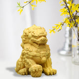 Maxbell Lion Statue Wood Carving Miniatures Figurine for Living Room Desktop Porch StyleA
