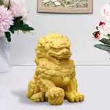 Maxbell Lion Statue Wood Carving Miniatures Figurine for Living Room Desktop Porch StyleA