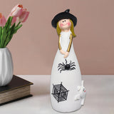 Maxbell Halloween Witch Figurine Adorable Witch Statue for Holiday Party Decoration Spider