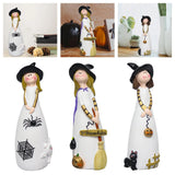 Maxbell Halloween Witch Figurine Adorable Witch Statue for Holiday Party Decoration Spider