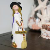 Maxbell Halloween Witch Figurine Adorable Witch Statue for Holiday Party Decoration Broom