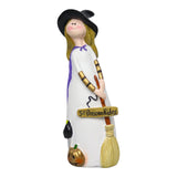 Maxbell Halloween Witch Figurine Adorable Witch Statue for Holiday Party Decoration Broom