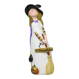 Maxbell Halloween Witch Figurine Adorable Witch Statue for Holiday Party Decoration Broom