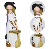 Maxbell Halloween Witch Figurine Adorable Witch Statue for Holiday Party Decoration Broom