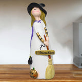 Maxbell Halloween Witch Figurine Adorable Witch Statue for Holiday Party Decoration Broom