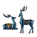 Maxbell 2x Deer Figurines Reindeer Sculptures Ornament Animal Couple Elk Statues