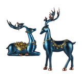 Maxbell 2x Deer Figurines Reindeer Sculptures Ornament Animal Couple Elk Statues