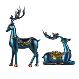 Maxbell 2x Deer Figurines Reindeer Sculptures Ornament Animal Couple Elk Statues