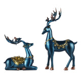 Maxbell 2x Deer Figurines Reindeer Sculptures Ornament Animal Couple Elk Statues