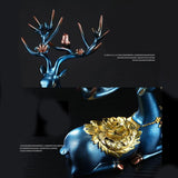 Maxbell 2x Deer Figurines Reindeer Sculptures Ornament Animal Couple Elk Statues