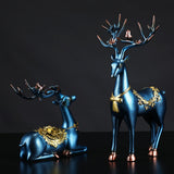 Maxbell 2x Deer Figurines Reindeer Sculptures Ornament Animal Couple Elk Statues