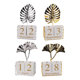 Maxbell Perpetual Calendar Date Display Exquisite for Decoration Table Top Ginkgo Leaf Silver