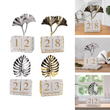 Maxbell Perpetual Calendar Date Display Exquisite for Decoration Table Top Ginkgo Leaf Silver