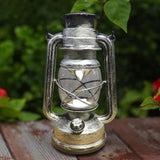 Maxbell Retro Style Oil Lantern Lamp Table Lamp Oil Lamps for Emergency Party Silver
