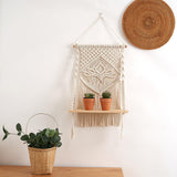 Maxbell Macrame Wall Hanging Shelf Floating Shelf Boho for Bedroom Living Room