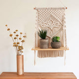 Maxbell Macrame Wall Hanging Shelf Floating Shelf Boho for Bedroom Living Room