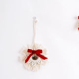 Maxbell Hand Woven Snowflake Ornament Red Bowknot New Year Christmas Boho Decor