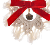 Maxbell Hand Woven Snowflake Ornament Red Bowknot New Year Christmas Boho Decor