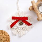 Maxbell Hand Woven Snowflake Ornament Red Bowknot New Year Christmas Boho Decor