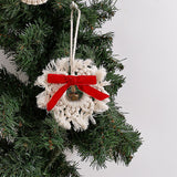 Maxbell Hand Woven Snowflake Ornament Red Bowknot New Year Christmas Boho Decor