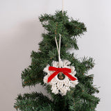 Maxbell Hand Woven Snowflake Ornament Red Bowknot New Year Christmas Boho Decor