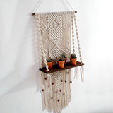 Maxbell Boho Wall Shelf Macrame Wall Decor Woven Rope Home Decor Bedroom Plant